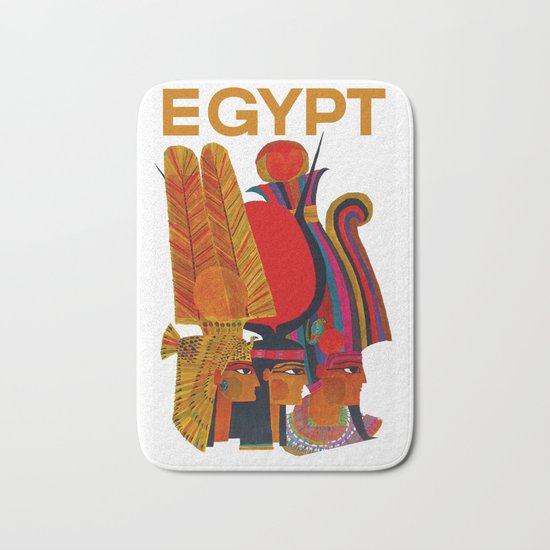 Vintage Egypt Headdress Travel Bath Mat