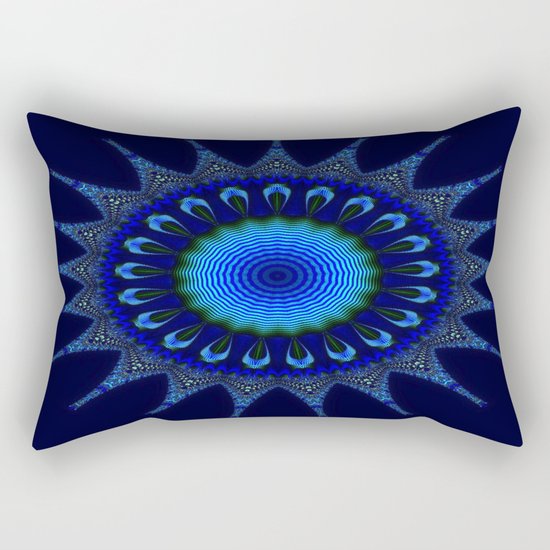 Blue kaleidoscope fractal star Rectangular Pillow