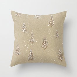 Winter Snowy Trees in Sepia Tones Throw Pillow