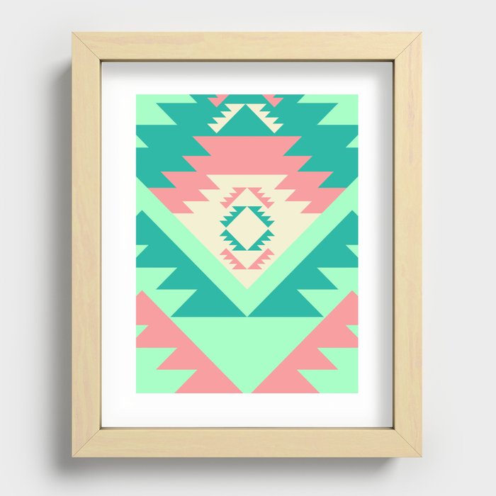 Green fresh tribal geometry Recessed Framed Print