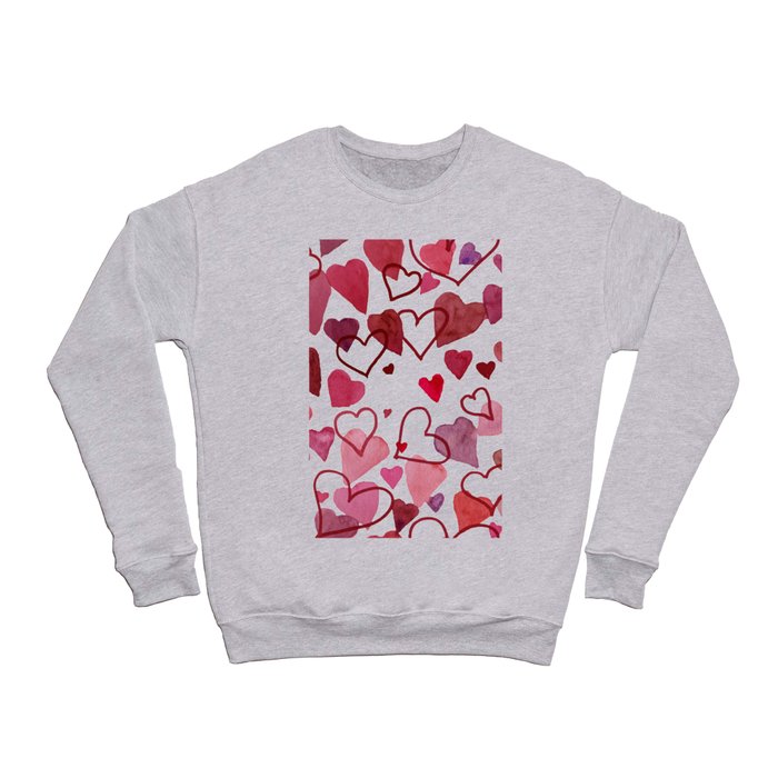 Watercolour Hearts Red Crewneck Sweatshirt