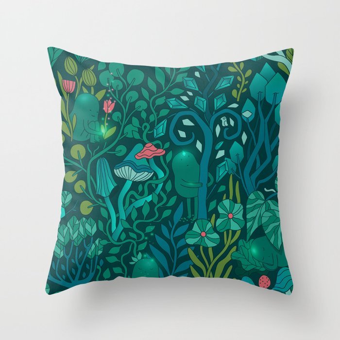 Emerald forest keepers. Magic woodland creatures. Throw Pillow