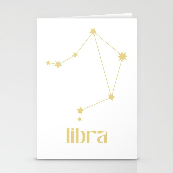 Libra Sign Star Constellation, Gold Minimalist Groovy Font, Zodiac Sign  Stationery Cards