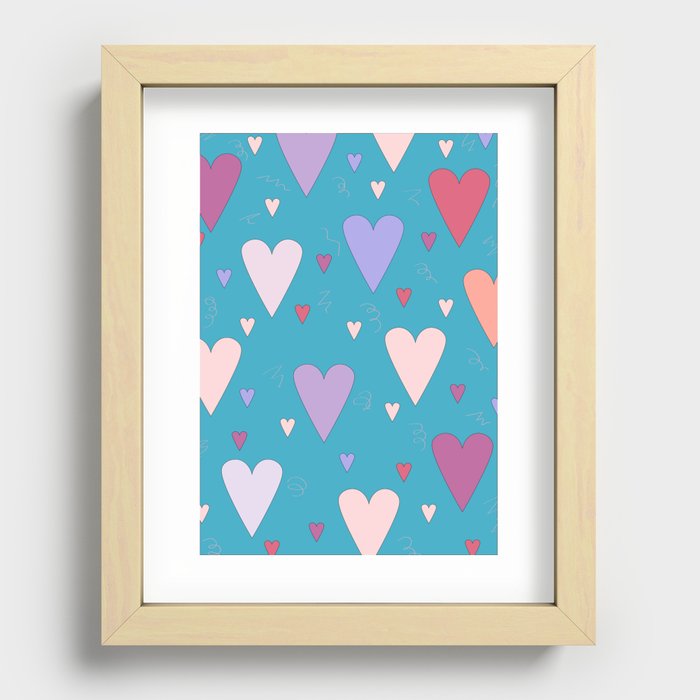 Hearts in mint Recessed Framed Print