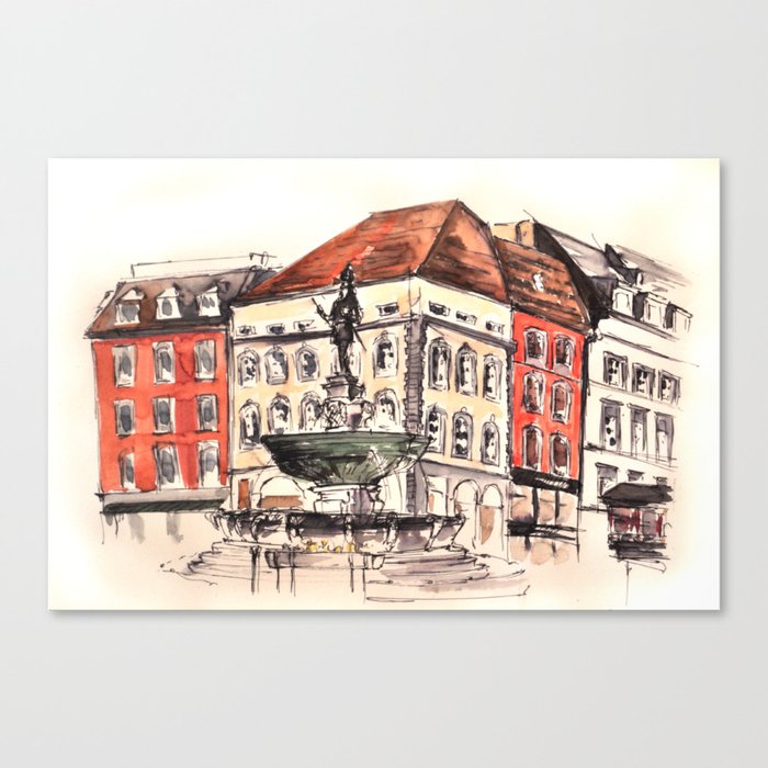 Market square in Aachen Canvas Print