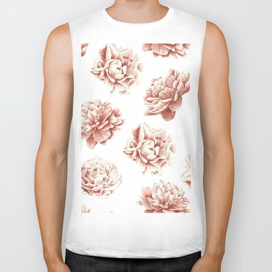 Rose Garden Vintage Rose Pink Cream and White Biker Tank