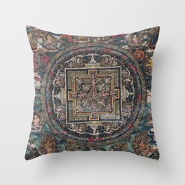 Avalokiteshvara Mandala Buddhist Thangka Art Throw Pillow