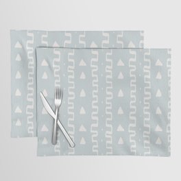 Merit Mud Cloth Light Blue and White Triangle Pattern Placemat