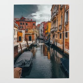 Venice Italy with gondola boats surrounded by beautiful architecture along the grand canal Poster
