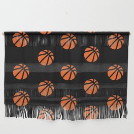 Black Basketball Lover Sports Fan Print Pattern Wall Hanging