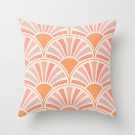 Geometric Rays of Sunshine Scallop Pattern (pink/peach/gold) Throw Pillow