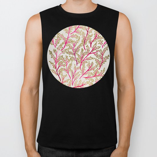 Pink & Gold Branches Biker Tank