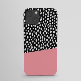 Handmade Polka Dot Brush Spots with Pink Stripe iPhone Case