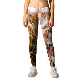 Closeup blooming pink grass flowers field abstract Leggings