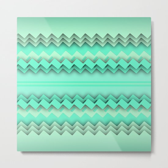 Mint paper zigzag Metal Print