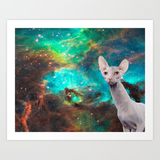 Long Neck Cat Art Print
