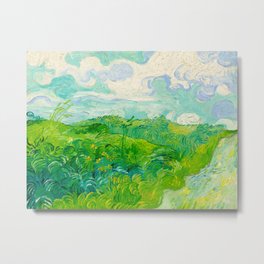 Field with Green Wheat 1890 Oil Painting By Vincent Van Gogh Metal Print | By, Vangogh, 1890, Wheat, Oil, With, Green, Field, Painting, Vincent 