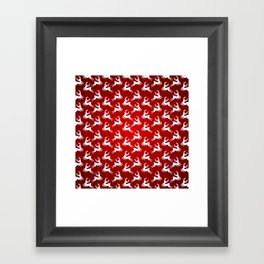 Christmas Pattern Red White Deer Retro Framed Art Print