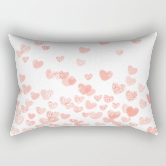 Hearts falling painted pastels heart pattern minimal art print nursery baby art Rectangular Pillow
