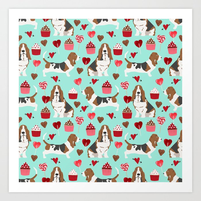 Basset Hound valentines day cute gifts for dog lover pet portrait