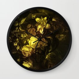 Flowers in a Vase - yellow Wall Clock