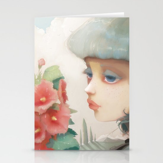 Pensees et roses tremieres Stationery Cards