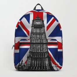 Big Ben (also known as Elizabeth Tower) with the Union Jack (UK flag) in the Backgroung - UK and London Cultural Icons and Symbols - Amazing Oil painting Backpack | Ukicons, London, Londonicons, England, Architecture, Oilpainting, Londonsymbols, Britishculture, Oil, Elizabethtower 