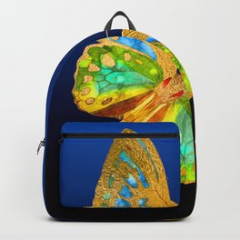Luxurious Gold, Green & Blue Painted Butterfly  Backpack