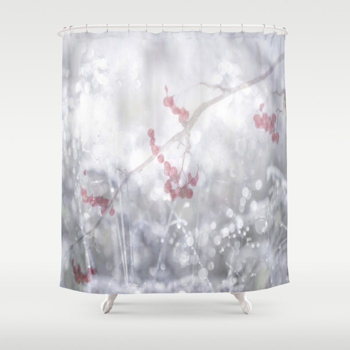 Winter Scene Rowan Berries With Snow And Bokeh Shower Curtain By