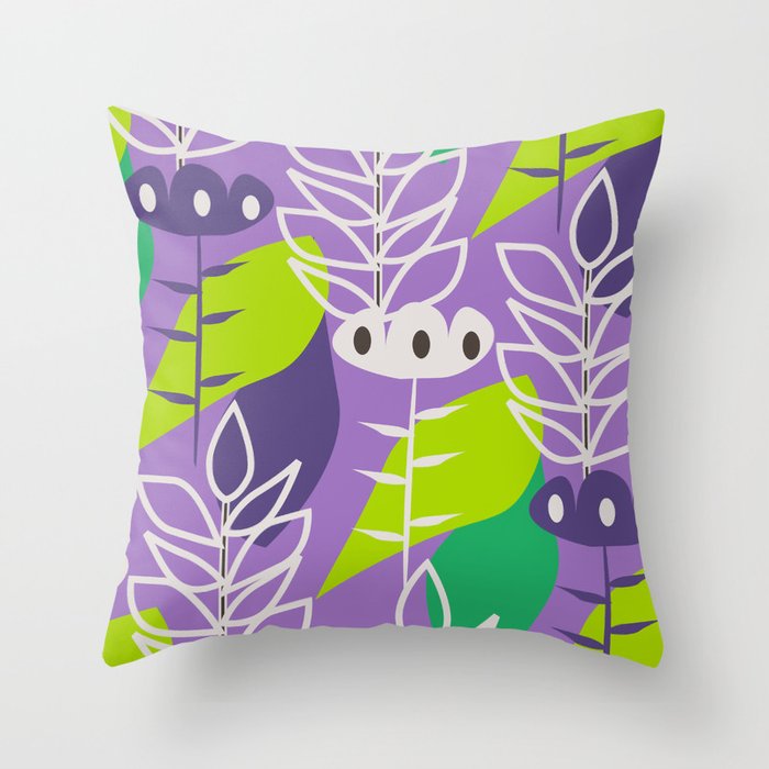 Floral style in purple Throw Pillow