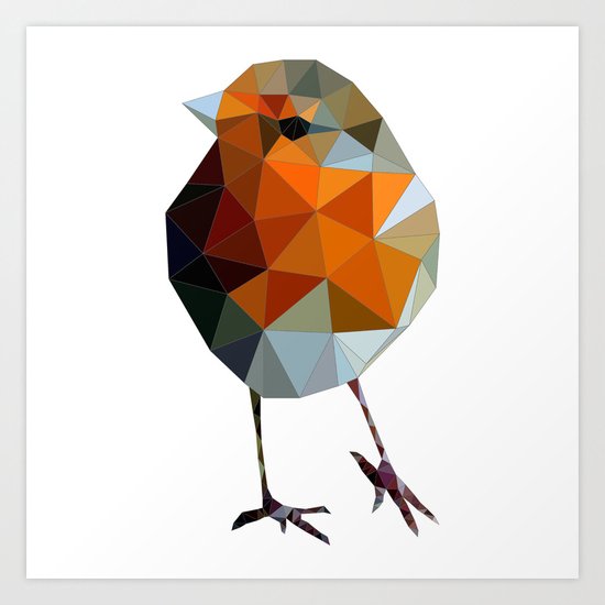Christmas Poly robin Art Print