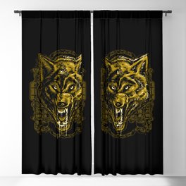 Wild Angry Wolf Tattoo Illustration Blackout Curtain