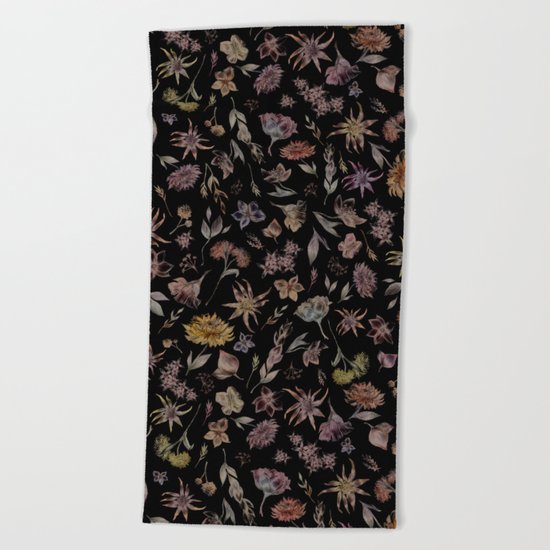 Botanical Study- Dark Colorway Beach Towel