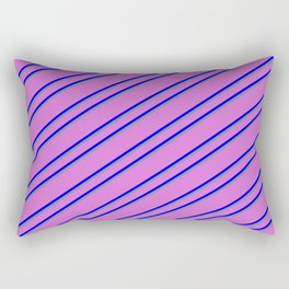 [ Thumbnail: Orchid, Blue & Light Slate Gray Colored Pattern of Stripes Rectangular Pillow ]
