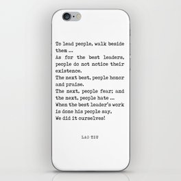 The best leader - Lao Tzu Quote - Literature - Typewriter Print iPhone Skin