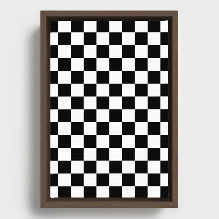 Black and White Checkerboard Pattern Framed Canvas