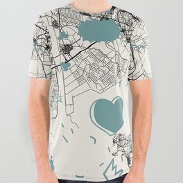Thessaloniki, Greece - City Map Collage All Over Graphic Tee