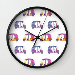 Funky rickshaws pattern Wall Clock
