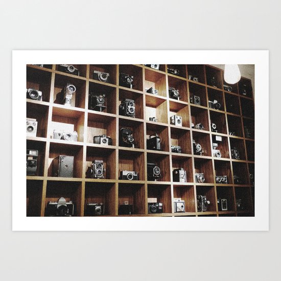 Vintage Camera Affair on Wood. Art Print