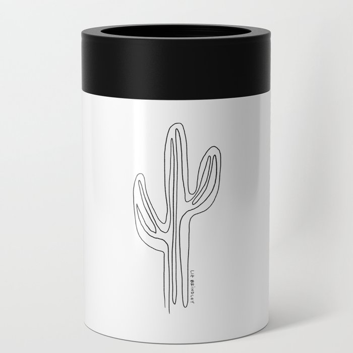 Saguaro Cactus Linear Minimal Black and White Can Cooler