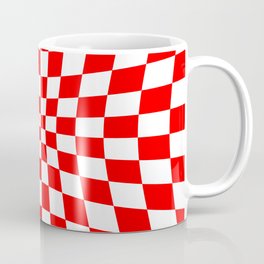 Red Op Art Check or Checked Background. Mug
