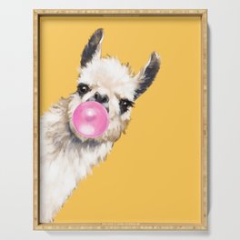 Bubble Gum Sneaky Llama in Yellow Serving Tray