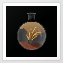 Big Lonely Yellow Plant in a Bottle Art Print