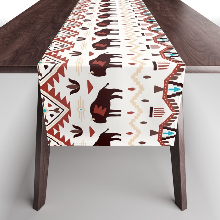 American Native Pattern with Buffalo Table Runner