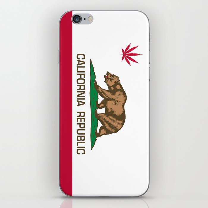 California Republic state flag with red Cannabis leaf iPhone Skin