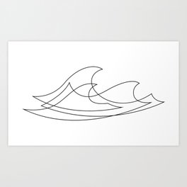 Sea Waves - One line art - W3 Art Print