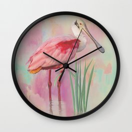 Spoonbill Portrait Wall Clock