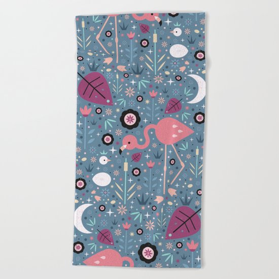 Flamingo & Chick Beach Towel