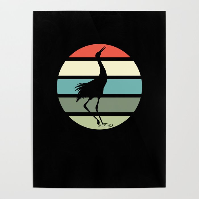 Spear Egret Heron Bird Retro Birds Poster