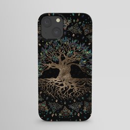 Tree of life -Yggdrasil Golden and Marble ornament iPhone Case